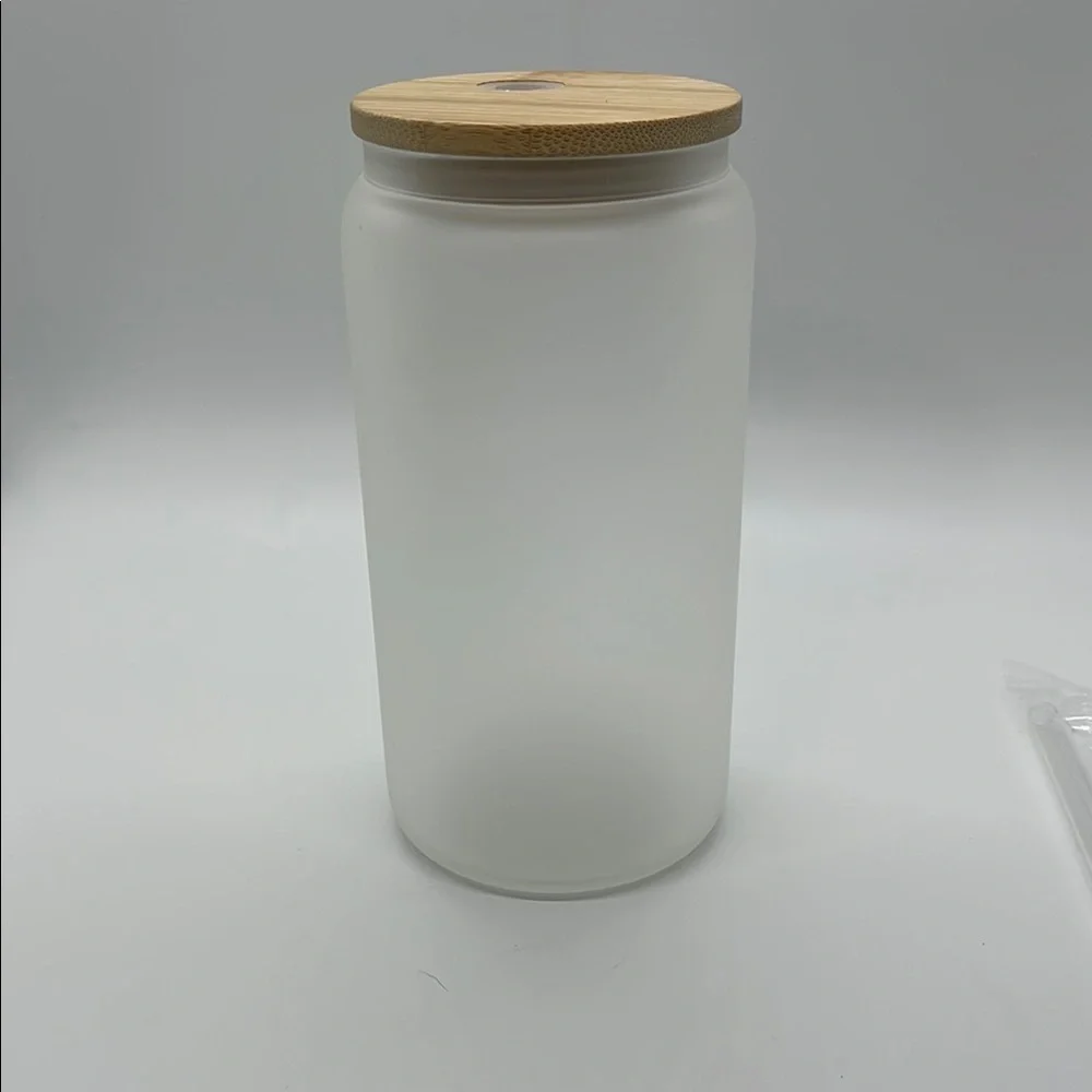NWOT White Bride Glass Jar with Bamboo Lid - Picture 4 of 6